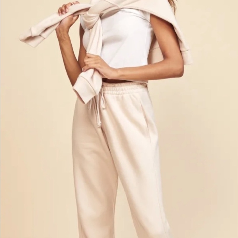 Reformation Rocky Slim Sweatpants with matching oversized crewneck sweatshirt
